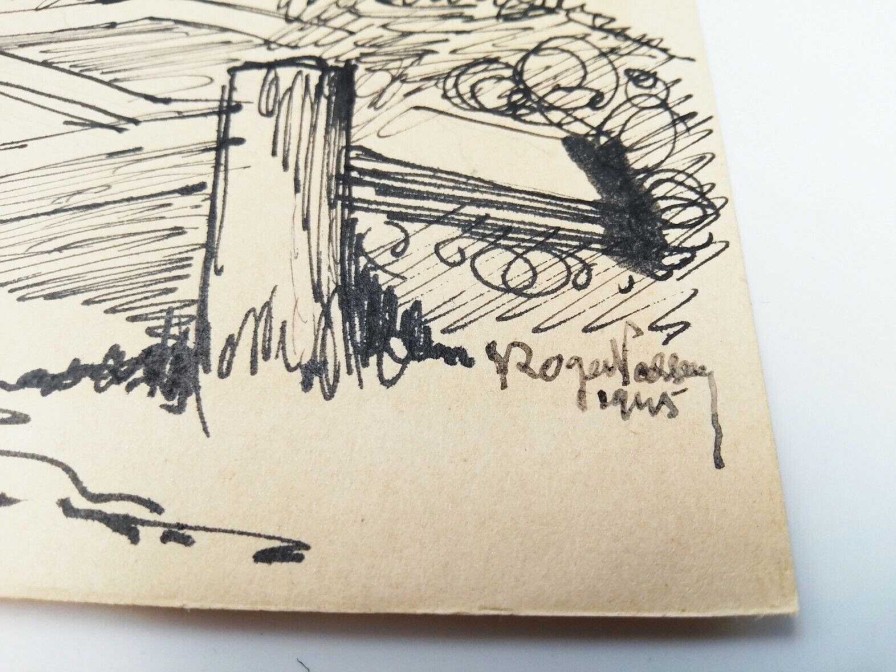 Tableaux EGO IMAGO | Dessin Paysage L'Encre De Chine Sign Roger V... 1945 Identifier ?