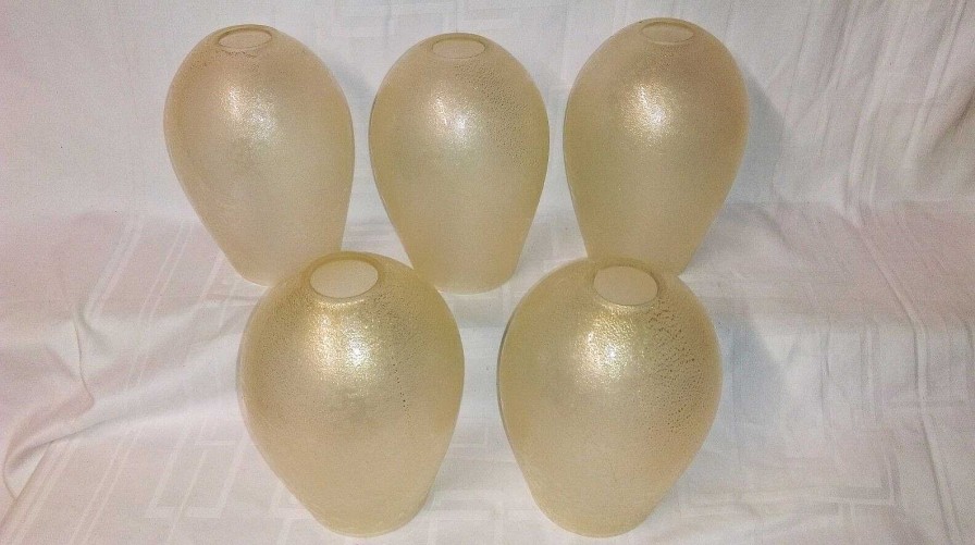 Luminaires EGO IMAGO | Lot De 5 Globes En Verre De Murano Paillet Or Venini Seguso Poque 1960-70'S