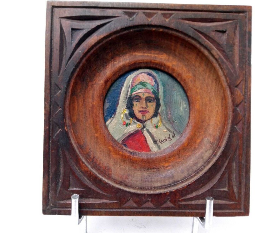 Tableaux EGO IMAGO | Ancien Petit Tableau Orientale " Femme Berb Re " Signature En Arabe Identifier