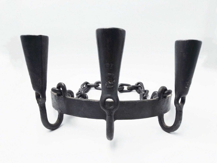 Objets EGO IMAGO | Very Nice Brutalist Wrought Iron Hanging Ceiling Candelabra Cha N