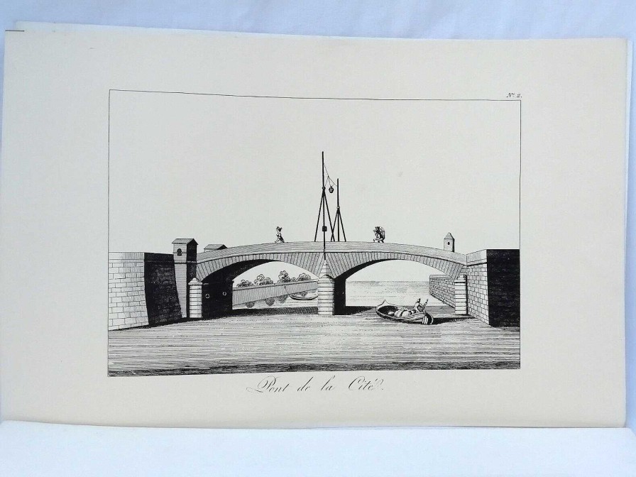 Tableaux EGO IMAGO | Ensembles De 4 Anciennes Gravures " Les Ponts Parisiens " Pont De La Cit ....)