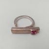 Bijoux EGO IMAGO | Sidney Carron Atypique Bague En M Tal Argent Et Cristal Rose, Taille Ajustable