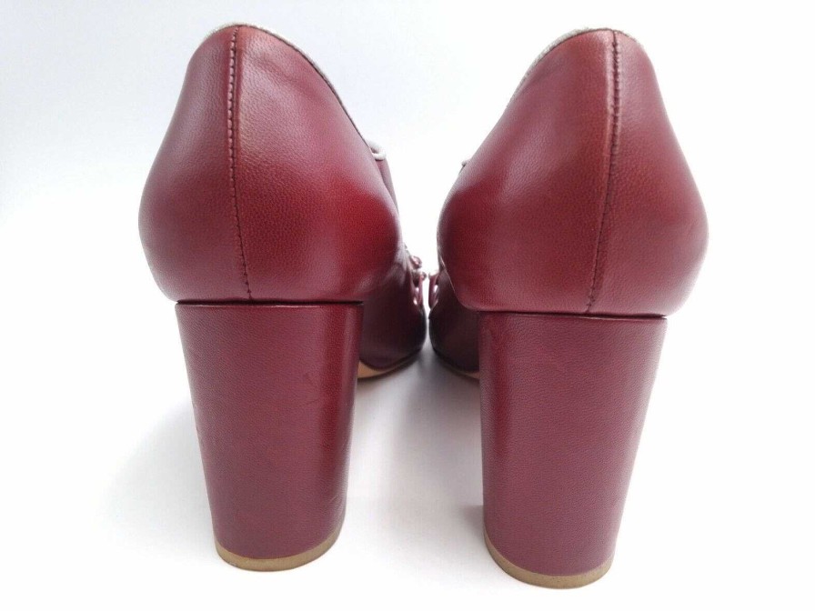 Mode EGO IMAGO | Authentique Paire D'Escarpins Bijoux Chanel Pointure 38 Cuir Bordeaux