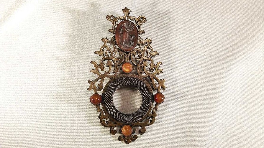 Bijoux EGO IMAGO | Ancienne Grande Broche Sign E Babylone Paris - Vintage Baroque