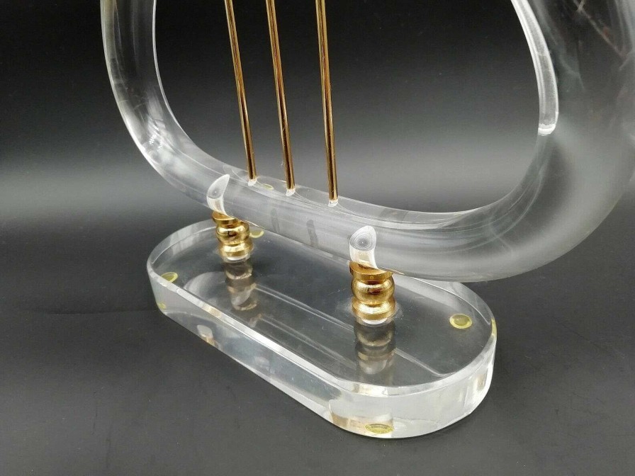 Objets EGO IMAGO | Gold And Lucite Lyre Candlestick By Artydec