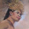 Tableaux EGO IMAGO | Tableau Pastel Portrait De Jeune Femme Signature Identifier Bali 81