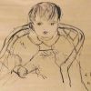 Tableaux EGO IMAGO | Dessin Encre De Chine " Enfant La Fleure " 1942 Sign H.Gr Le ? Identifier