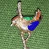 Bijoux EGO IMAGO | Ancienne Broche En Argent Et Malachite " Oiseau Sur Une Branche "