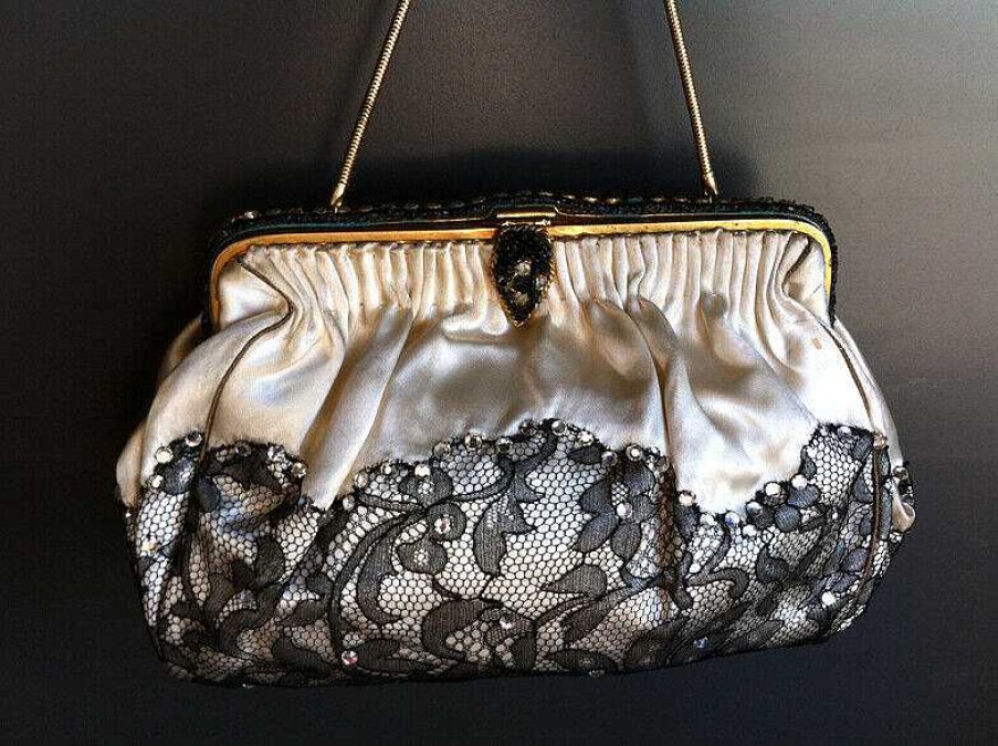 Mode EGO IMAGO | Tr S Chic Sac Minaudiere Haute Couture Avec Strass Vintage Made In France