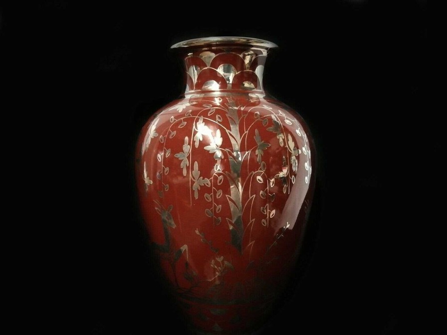 C Ramiques EGO IMAGO | Vase Poque Art D Co En Faience Et Incrustation D'Argent