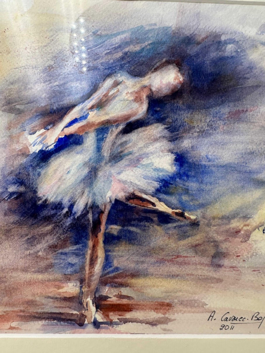 Tableaux EGO IMAGO | Tableau Aquarelle "Danseuse Ballerine " Sign Annyvonne Cavarec-Bogard 2011