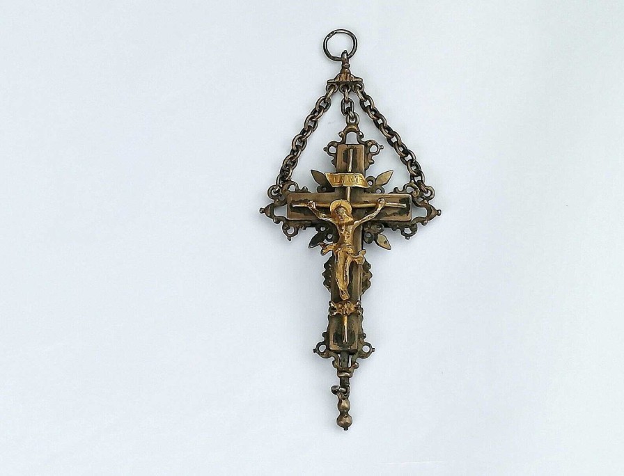 Objets EGO IMAGO | Crucifix Reliquaire De Ch Telaine En Argent Et Vermeil Poque Xixe Si Cle