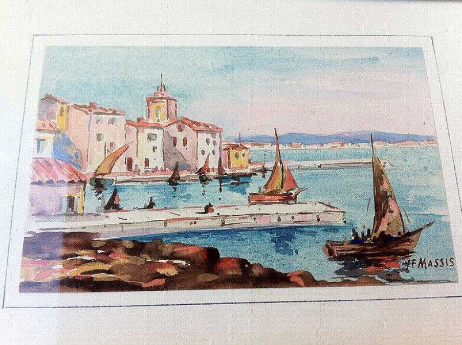 Tableaux EGO IMAGO | Belle Aquarelle Sc Ne De Port Sign E Y.Ferdy.Massy