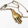 Bijoux EGO IMAGO | Ancien Collier Pendentif Bijou D'Artiste " Hand " En Bronze Dore