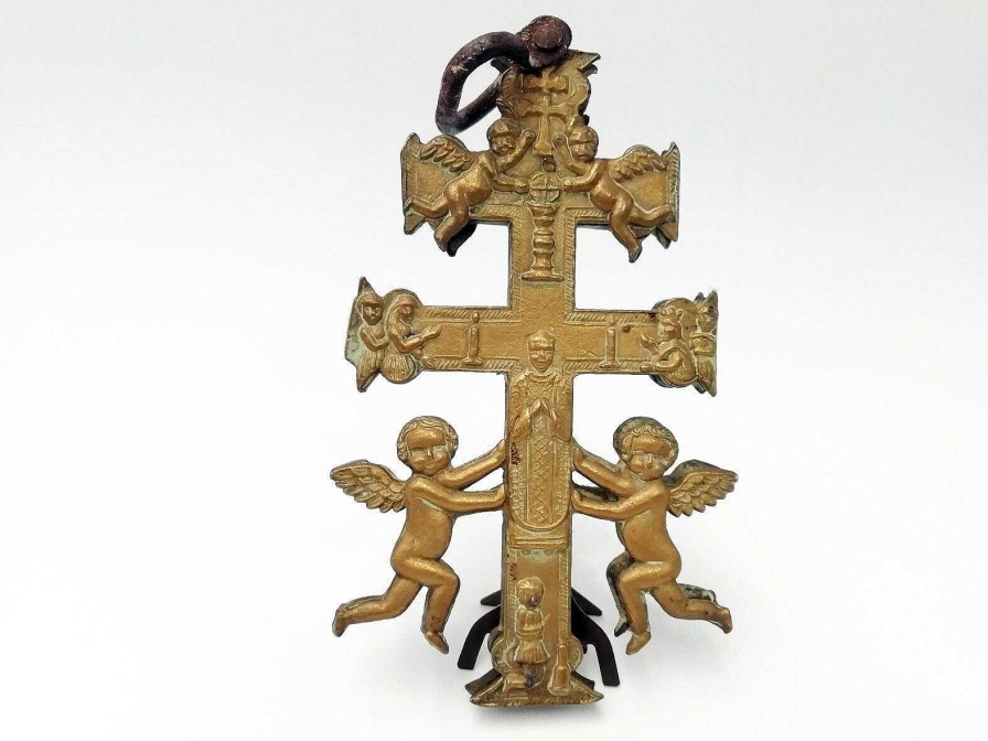 Objets EGO IMAGO | Ancien Crucifix Reliquaire De P Lerin Croix De Caravac En Bronze Poque Xixe