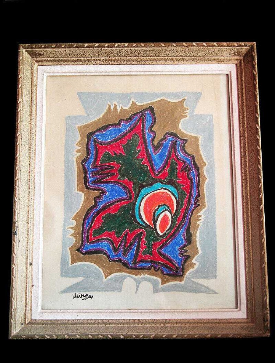 Tableaux EGO IMAGO | Rare Tableau Pastel Sign Ioan Mirea ( 1912 - 1987 ) Peintre Roumain