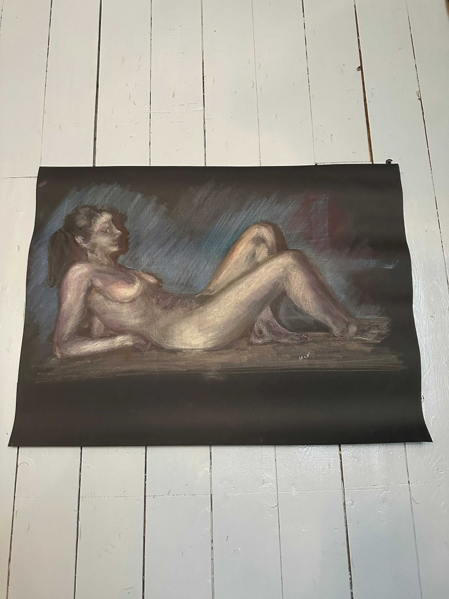 Tableaux EGO IMAGO | Grand Dessin Pastel " Femme Nue " Sign