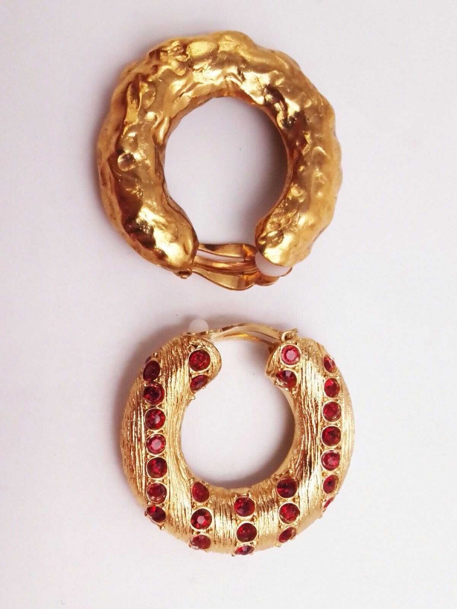 Bijoux EGO IMAGO | Jolie Paire De Boucles D'Oreilles Clips Vintage Sign Es Yves St Laurent Paris