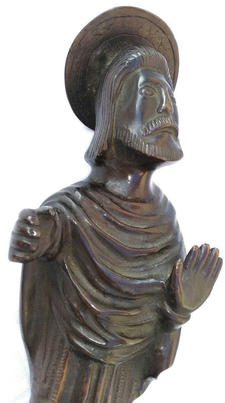 Sculptures EGO IMAGO | Ancienne Statuette En Bronze Figurant Un Saint D But Xxe Belle Patine . 35 Cm