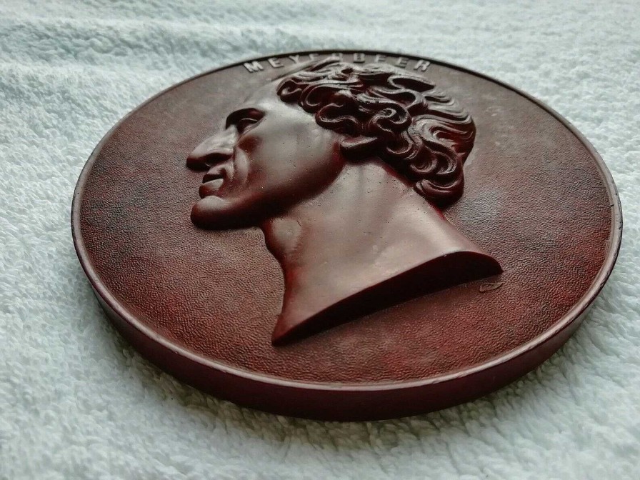 Objets EGO IMAGO | Second Empire M Daillon En Bois Durci Profile De Giacomo Meyerbeer (1791-1864)