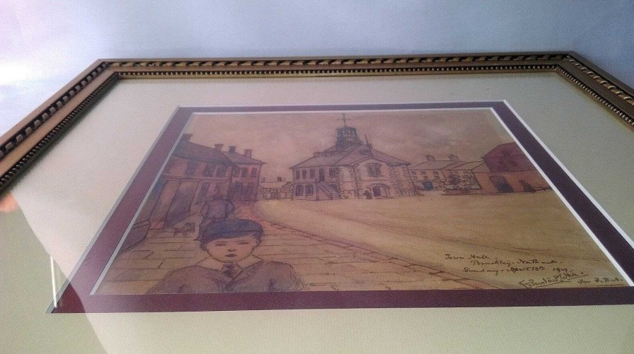 Tableaux EGO IMAGO | 1919 Tableau Aquarelle Signature Identifier ? Sc Ne De Rue Angleterre