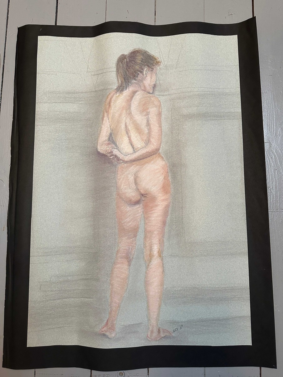 Tableaux EGO IMAGO | Grand Dessin Pastel " Femme Nue " Sign