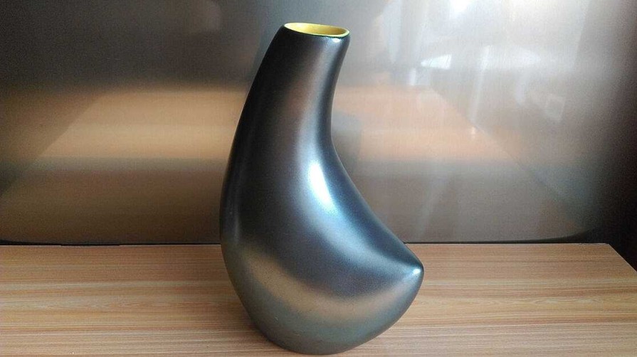 C Ramiques EGO IMAGO | Ancien Vase Zoomorphe En Ceramique Noir Interieur Jaune 1950 Non Sign ?