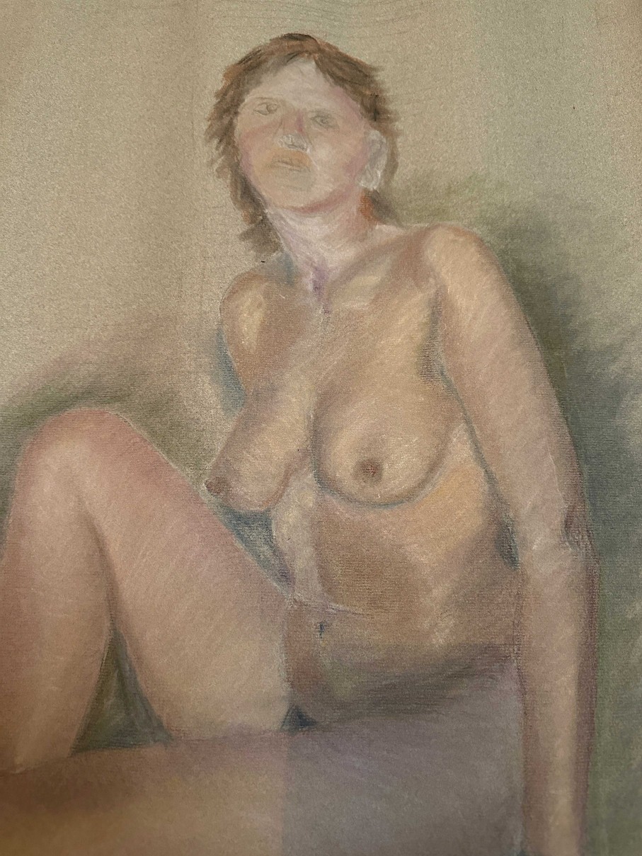 Tableaux EGO IMAGO | Grand Dessin Pastel " Femme Nue " Sign - 86