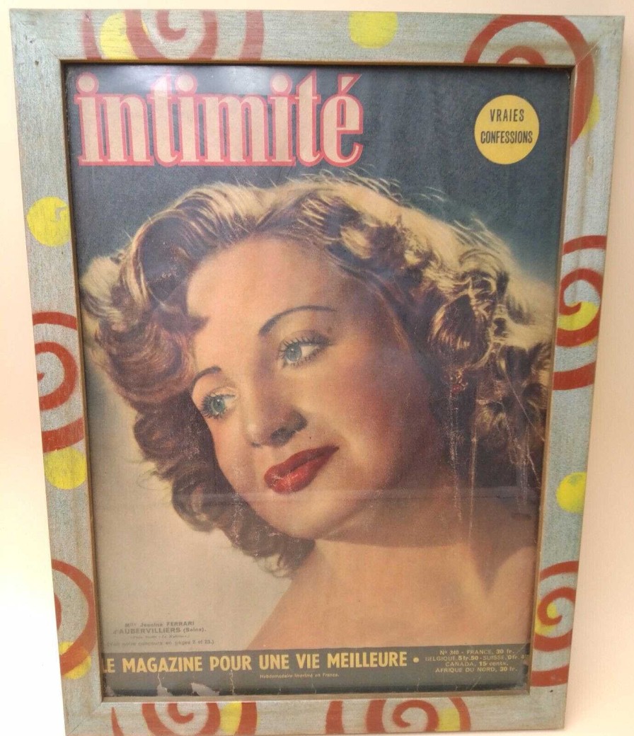 Tableaux EGO IMAGO | D Co Vintage Tableau Couverture De Magazine "Intimit " 1950 Cadre Customis N°5