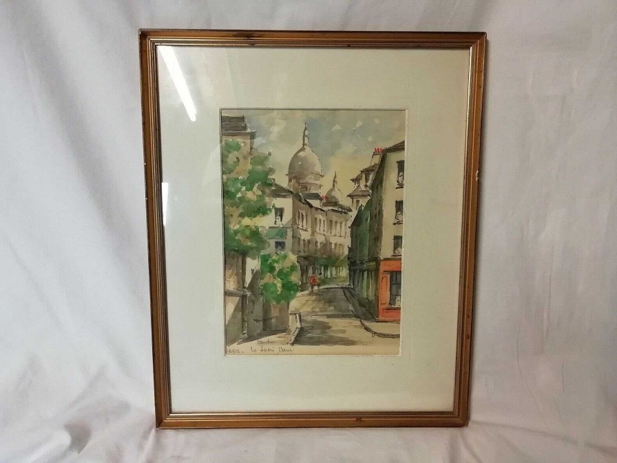 Tableaux EGO IMAGO | Tableau Aquarelle De Frantin Sign " Le Sacr Coeur Montmartre "