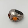 Bijoux EGO IMAGO | Jolie Bague En M Tal Argent Et Cabochons De R Sine Orange T 53-54