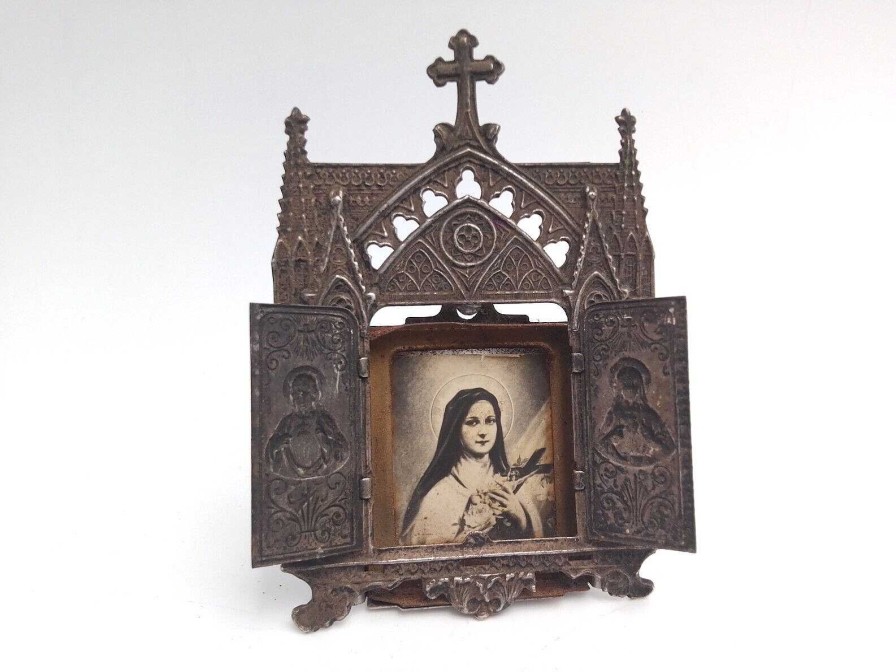 Objets EGO IMAGO | Ancien Autel De Voyage Reliquaire D Votion " Vierge Marie "