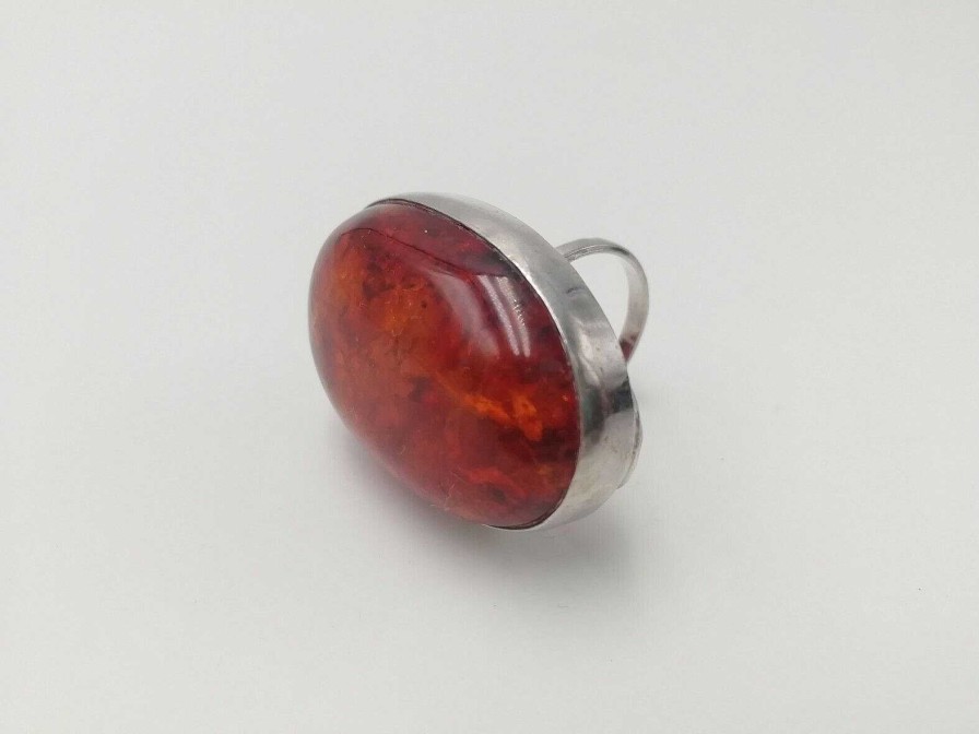 Bijoux EGO IMAGO | Ancienne Bague En Argent Et Ambre Poin On Minerve Orf Vre Ps, T 55