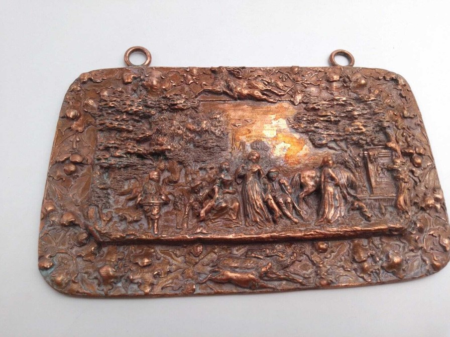 Objets EGO IMAGO | Ancien Bas Relief Poque Xixe " Sc Ne De Chasse Champ Tre" En Bronze