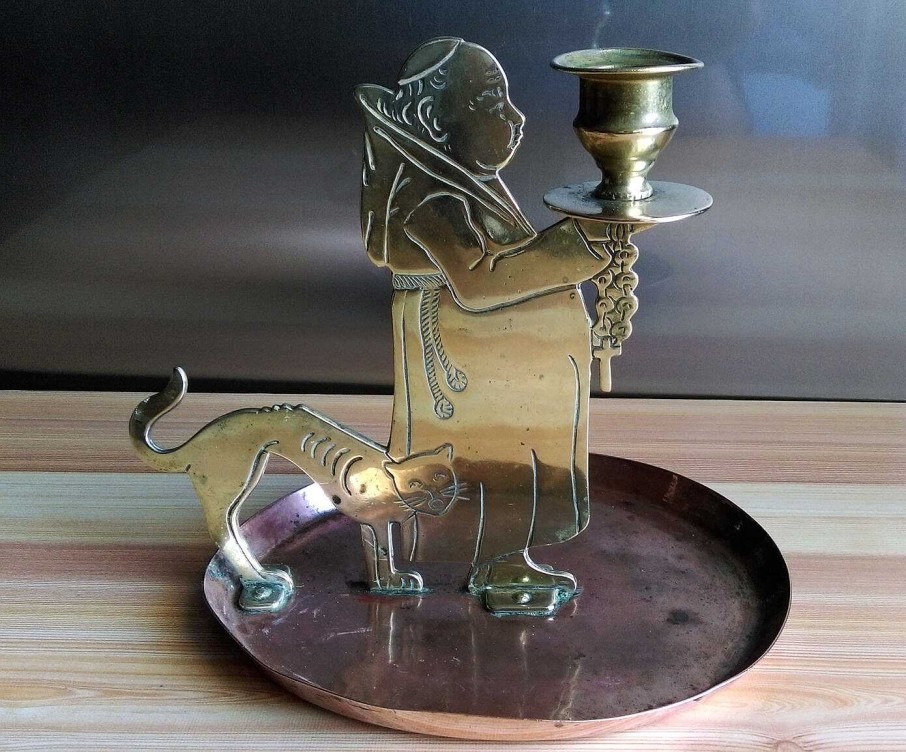 Objets EGO IMAGO | Bougeoir Art Nouveau Wmf " Moine & Chat "