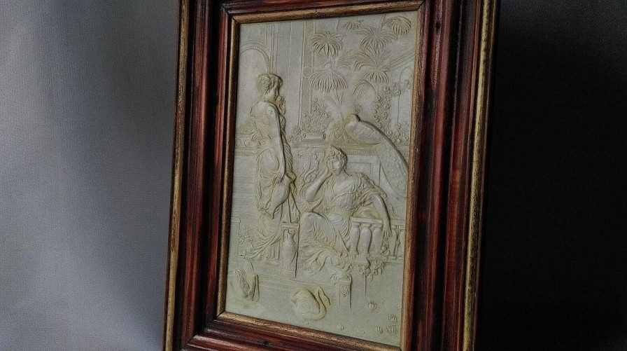 Tableaux EGO IMAGO | Ancien Tableau En Bas Relief Sc Ne Romantique Xixe En Rhodo D Et Bois