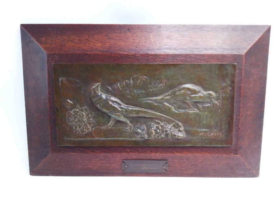 Objets EGO IMAGO | Auguste Nicolas Cain Bas Relief En Bronze " Faisans " Souvenir De (1899-1939)