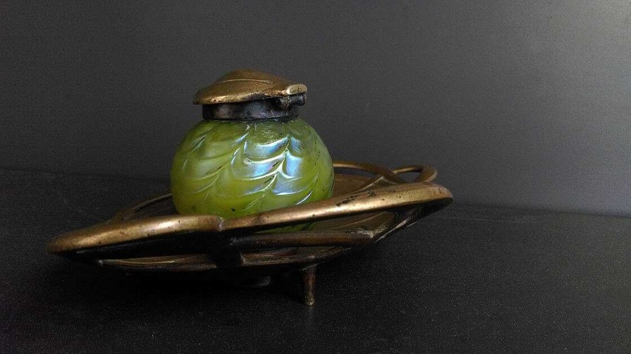 Objets EGO IMAGO | Ancien Encrier Art Nouveau " Geschutz " Wilhelm Kralik Glass Jugendstil