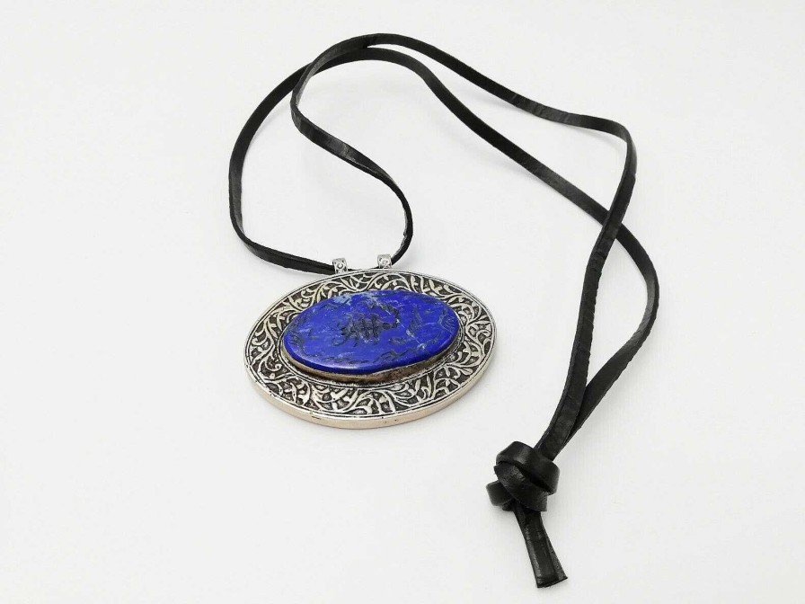 Bijoux EGO IMAGO | Ancien Collier Ethnique En Argent Et Lapis Lazuli En Intaille Scorpion