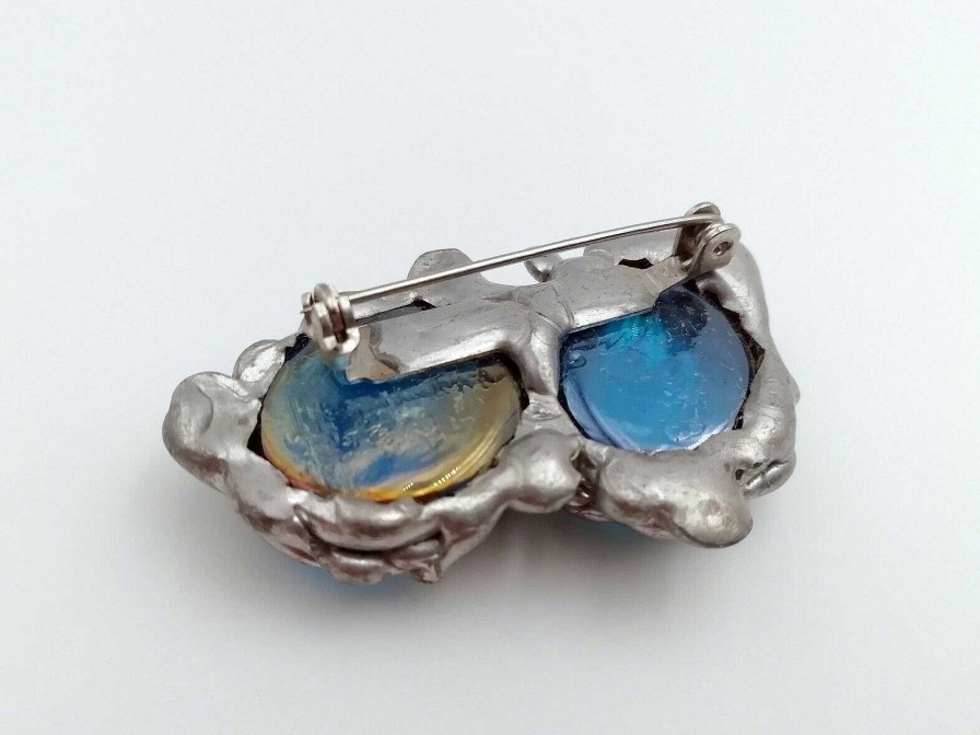 Bijoux EGO IMAGO | Bijoux D'Artiste Broche Vintage En Tain Soud Et Verre