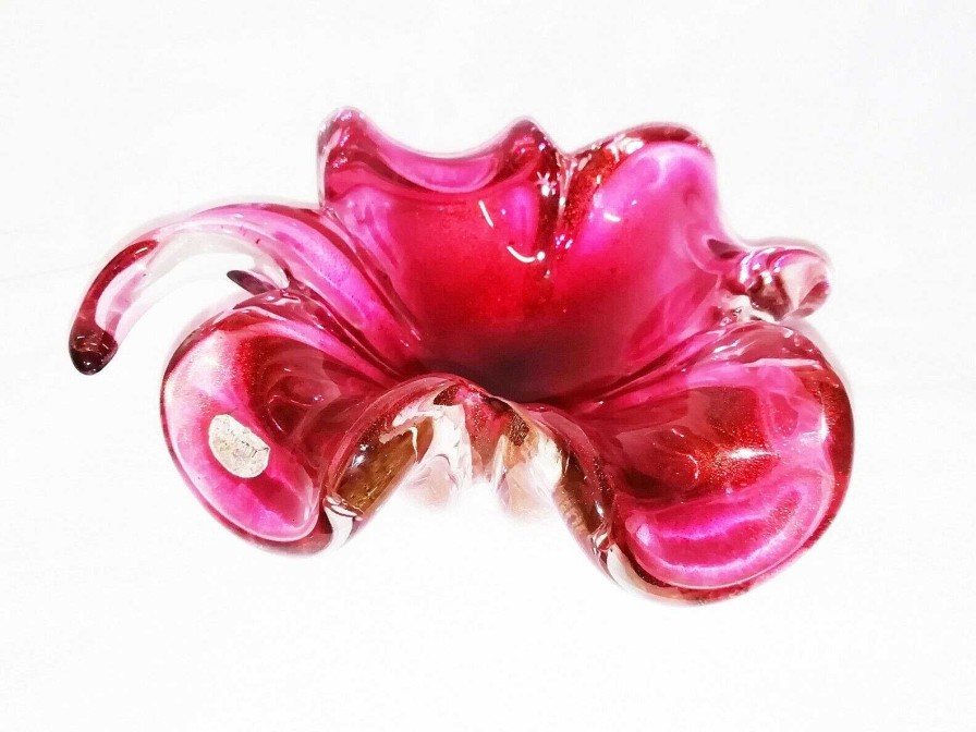 Objets EGO IMAGO | Grand Vide Poche Murano 1960'S " Fuchsia Or " Venise