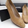 Mode EGO IMAGO | Authentique Paire D'Escarpins Chanel " Logo " Pointure 36 - ( 6 ) Cuir Beige