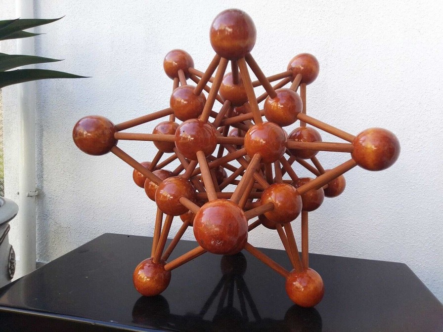 Sculptures EGO IMAGO | Mid-Century Modern 1950'S Large Wood Scientific Molecule Atomic Sculpture