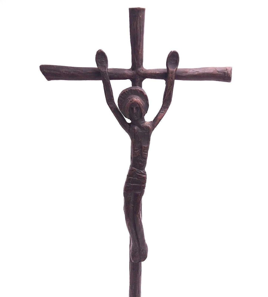 Objets EGO IMAGO | Tr S Beau Crucifix Ancien Travail De Sculpteur En Fer Forg Xxe Si Cle