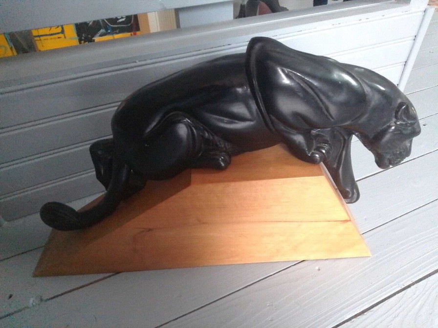 Sculptures EGO IMAGO | Ancienne Sculpture Zoomorphe " Panth Re Noire " Art D Co