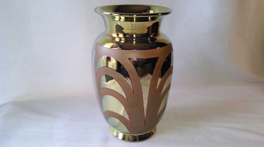 C Ramiques EGO IMAGO | Ancien Vase Art D Co Mail Lustre M Tallique Dor Non Sign !