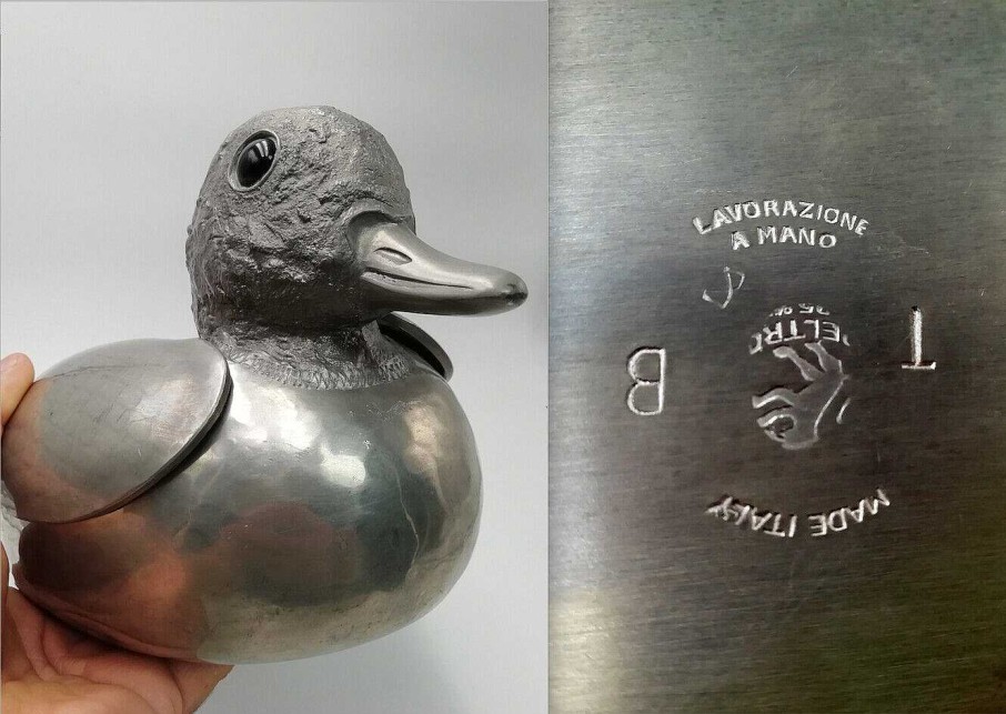 Objets EGO IMAGO | Pewter Duck Box By Peltro Lavorazione A Mano