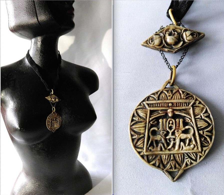 Bijoux EGO IMAGO | Ancien Collier Pendentif N O-Egyptien Poque Art D Co En Cellulo D