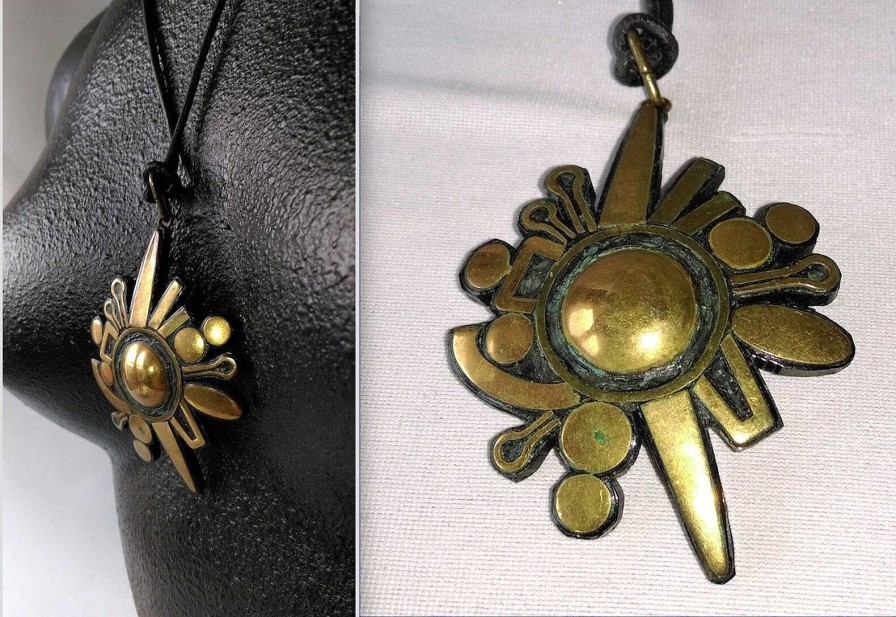 Bijoux EGO IMAGO | Ancien Collier Pendentif En Laiton Dor