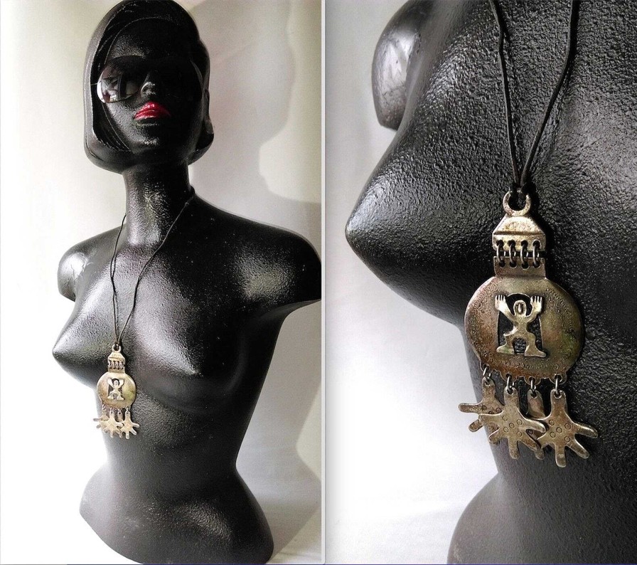 Bijoux EGO IMAGO | Ancien Collier Pendentif Bijou D'Artiste " Personnages "